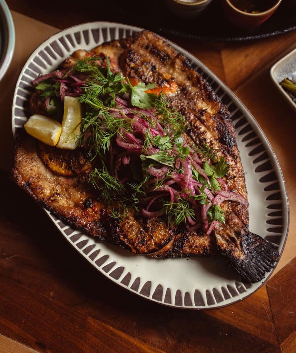 grilled butterflied branzino at @maydandc