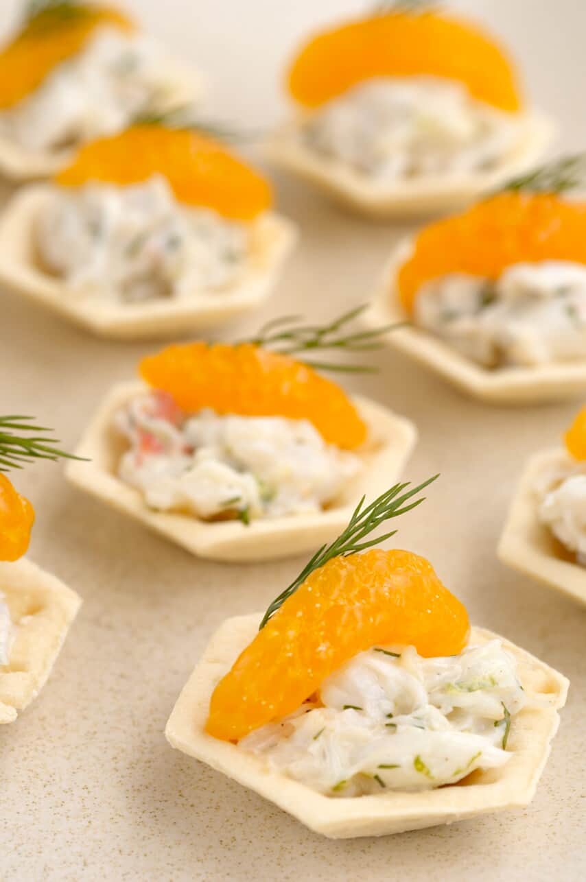 Crab, Dill and Mandarin Shortcrust Cups