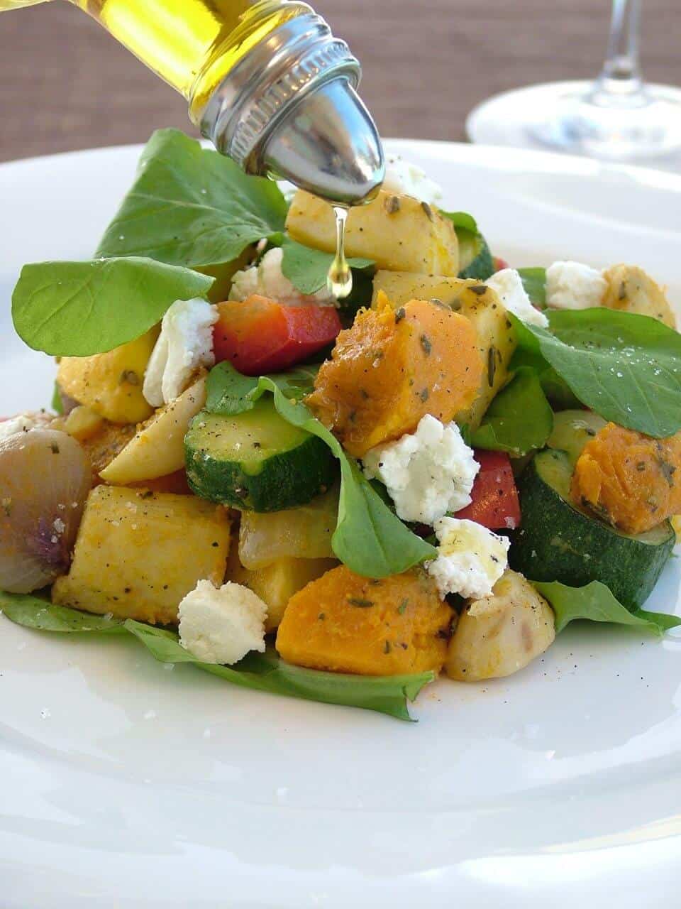 Warm Roast Veggie Salad with Cheese