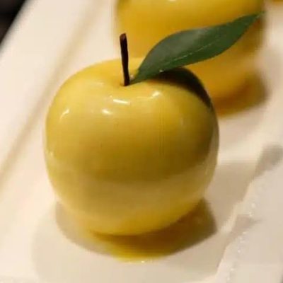 Apple Shaped Dessert with White Chocolate and Apple Jelly