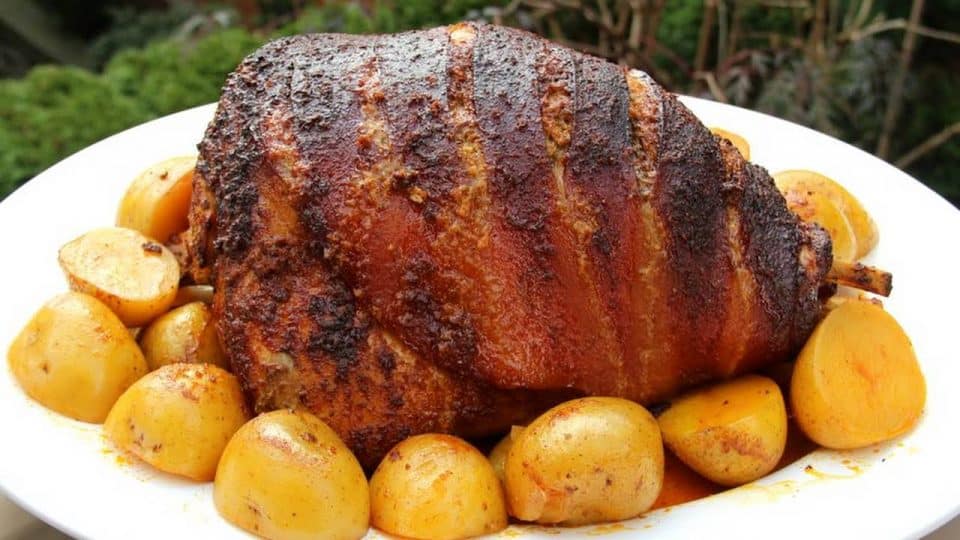 Baked pork leg