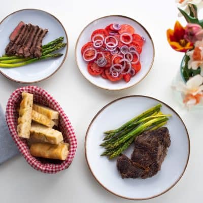 Beef Tenderloin with Asparagus and Tomato Salad