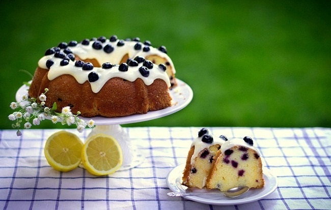 Blueberry lemon Bundt cake with cream cheese frosting