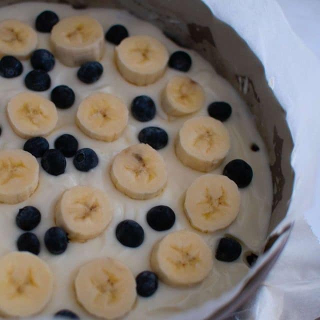 Blueberry banana cheesecake