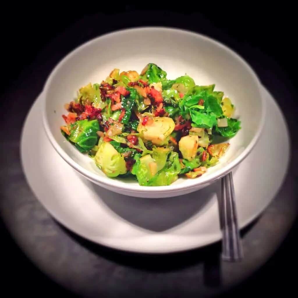 Brussels Sprouts with Bacon, Cider and Herbs