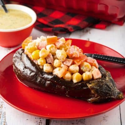 Chickpea Stuffed Eggplants