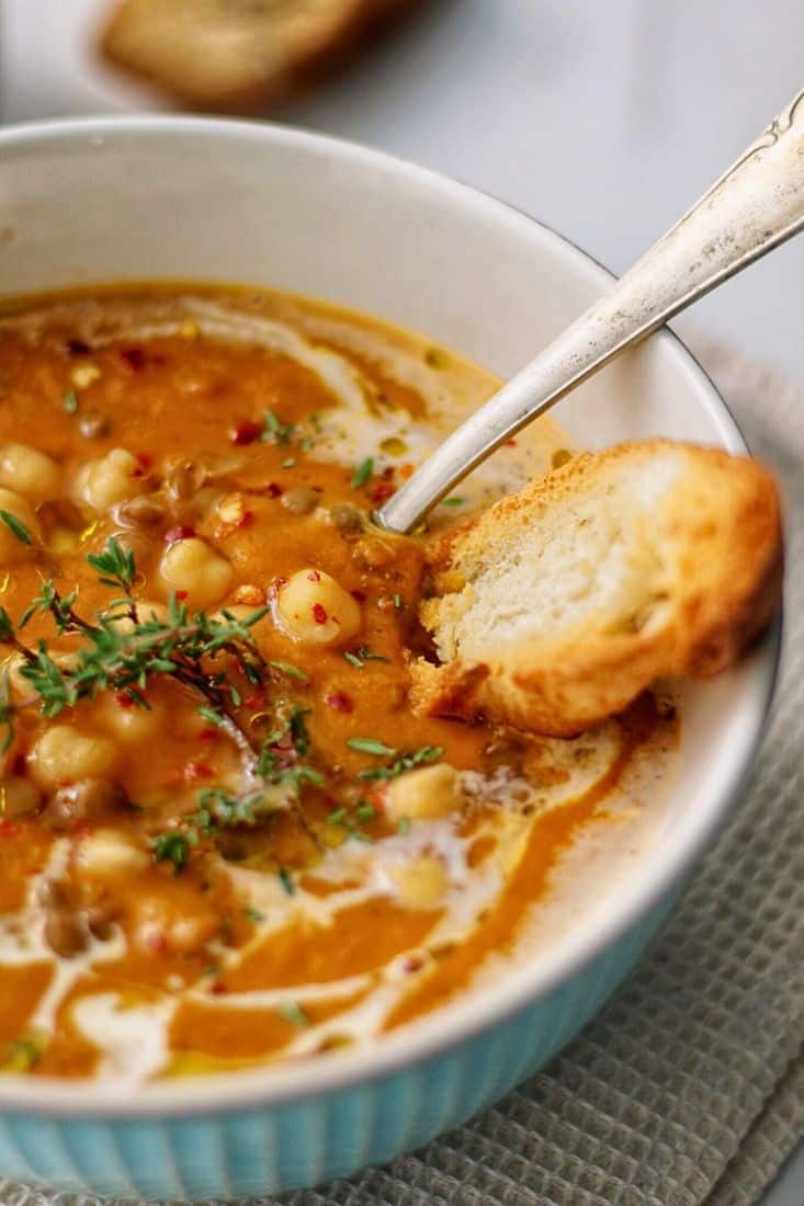 Creamy Lentil and Chickpea Soup