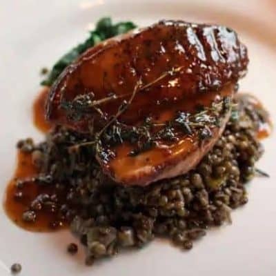 Duck Breast with Braised Puy Lentils and Kale