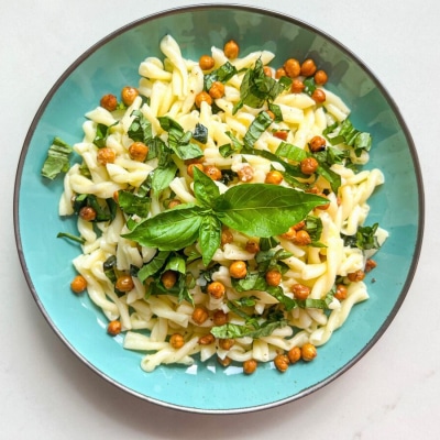 Lemon Basil Chickpea Pasta Salad