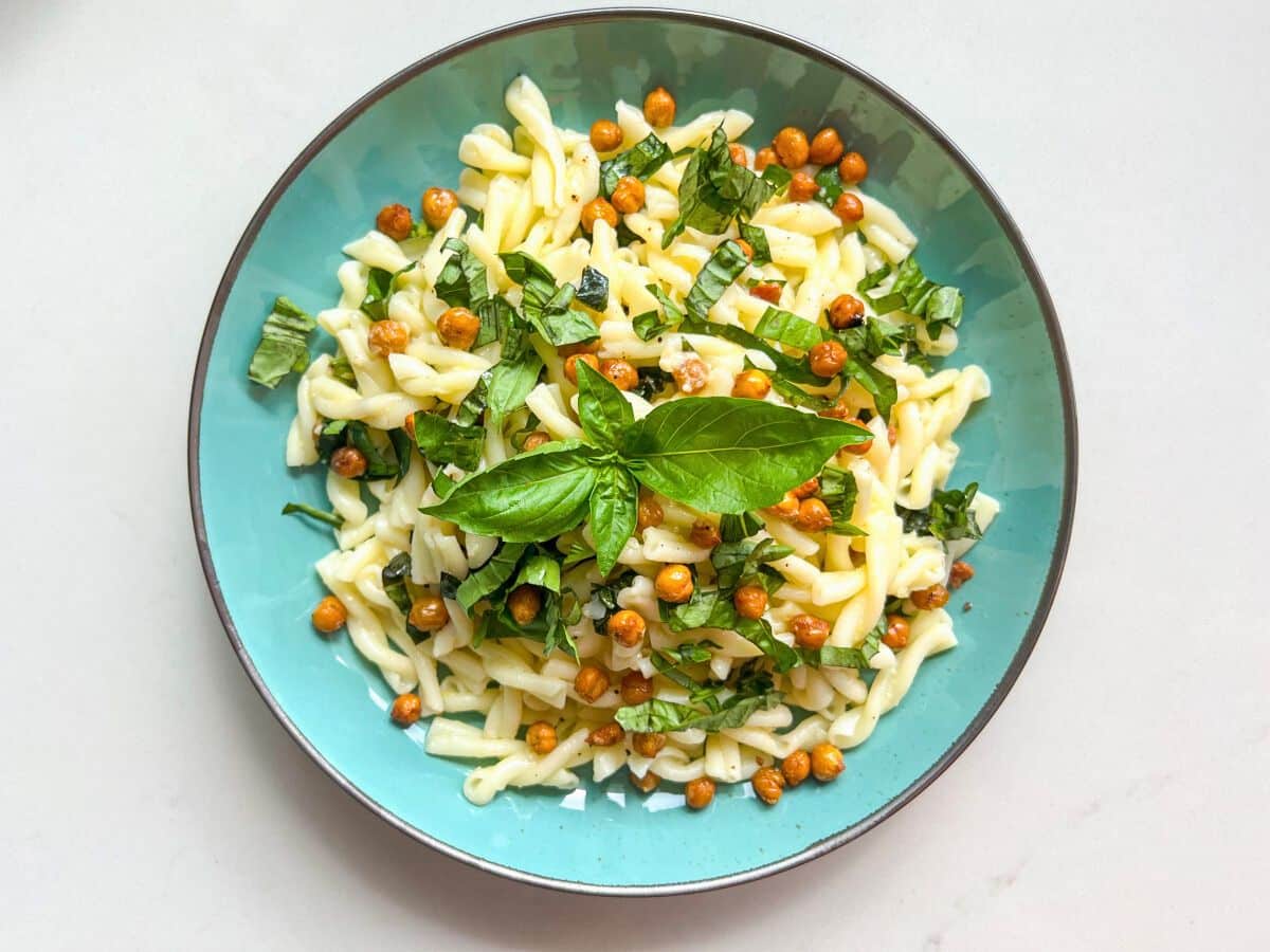 Lemon Basil Chickpea Pasta Salad