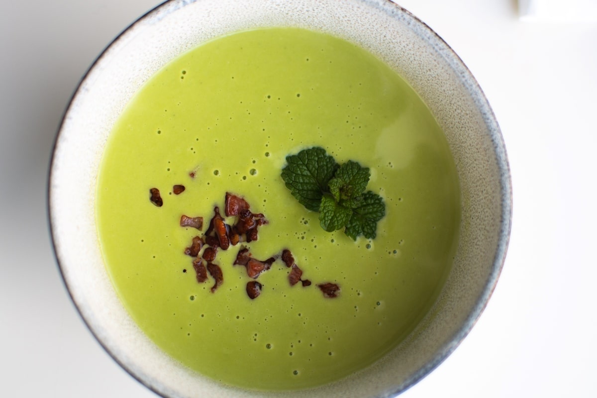 Minty Pea Soup with Bacon