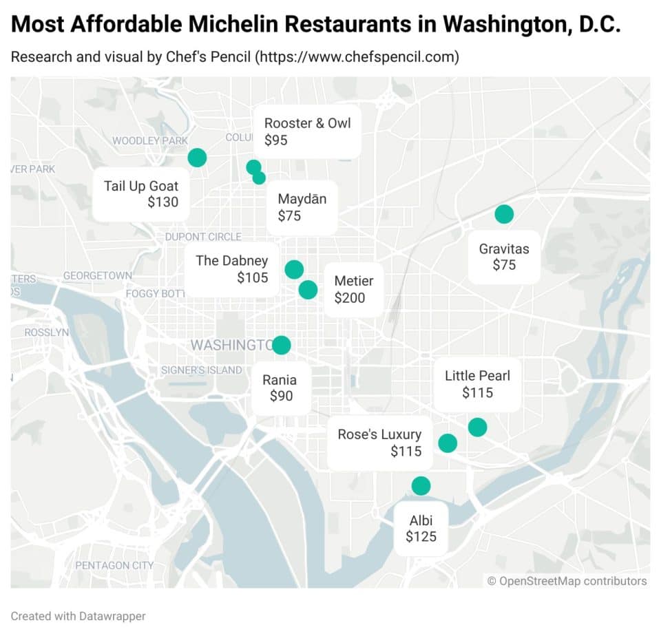 Mapped: Most Affordable Restaurants in Washington DC