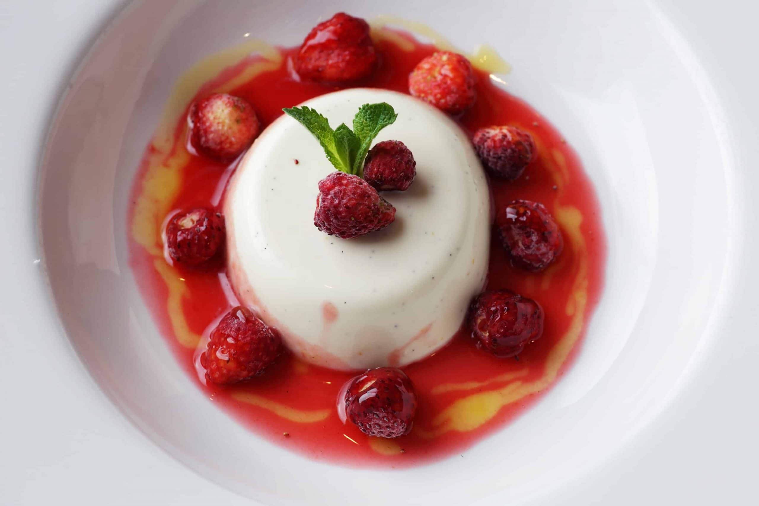 Panna Cotta with Raspberries