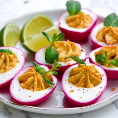 Pink Deviled Eggs