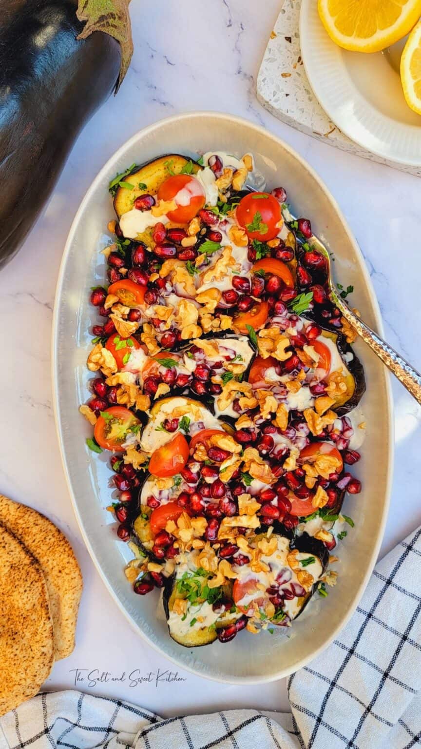 Roasted Eggplant Salad with Tahini Dressing