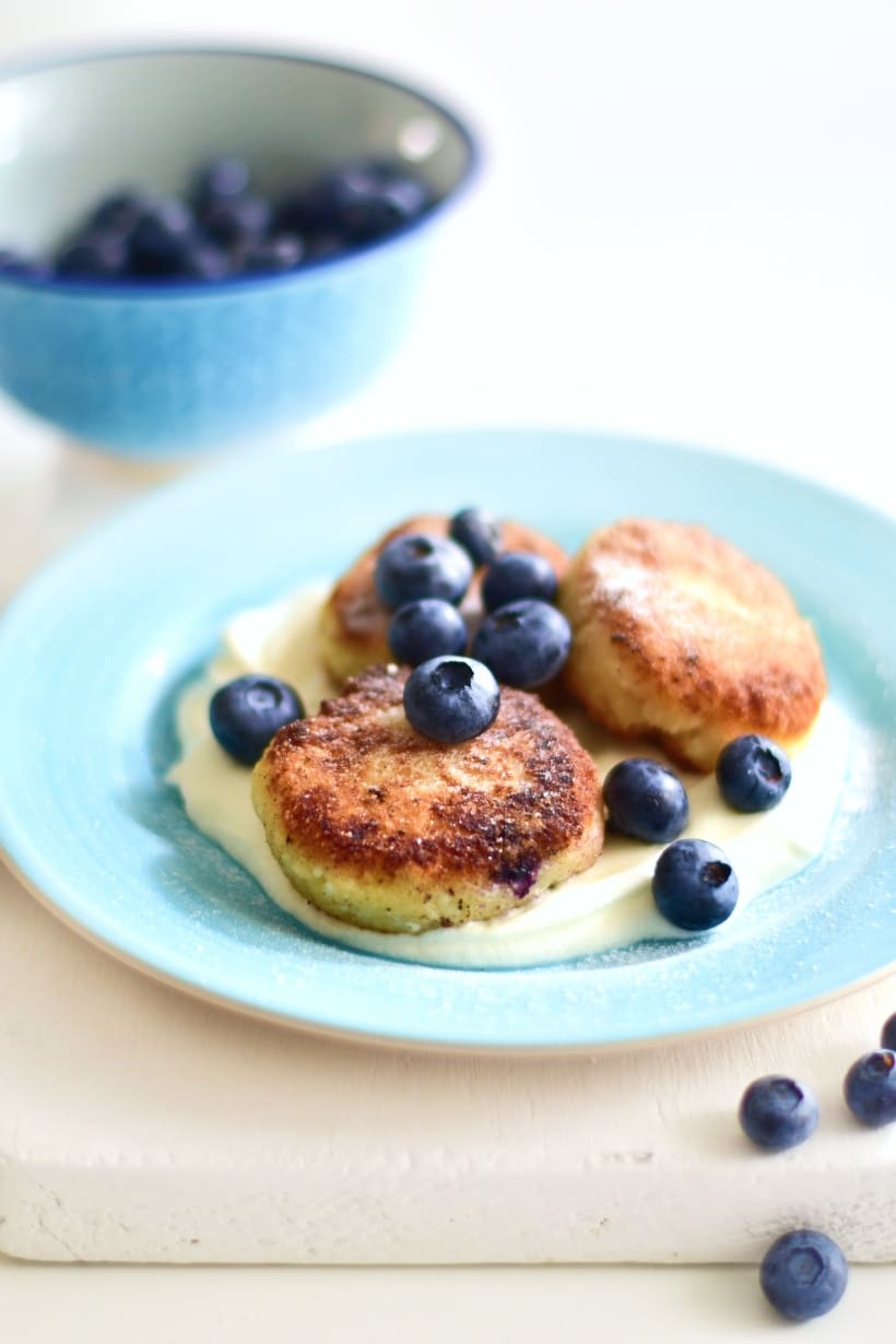 Russian Syrniki with Blueberries