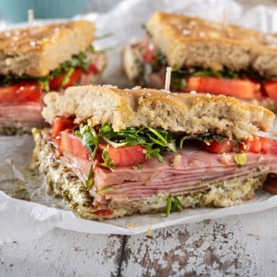 Sandwich with Basil Pesto and Mortadella