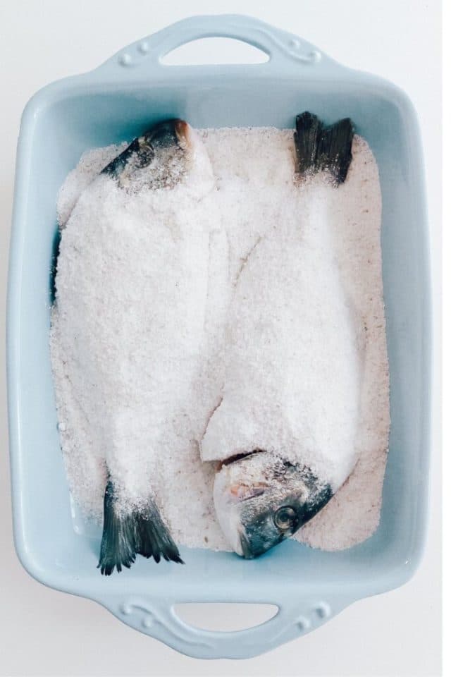 Sea Bream in a Salt Crust & Yoghurt Sauce