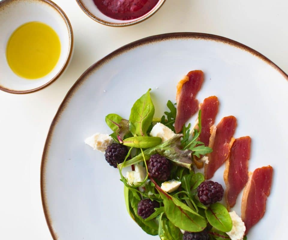 Smoked Duck Breast Salad with Blackberry