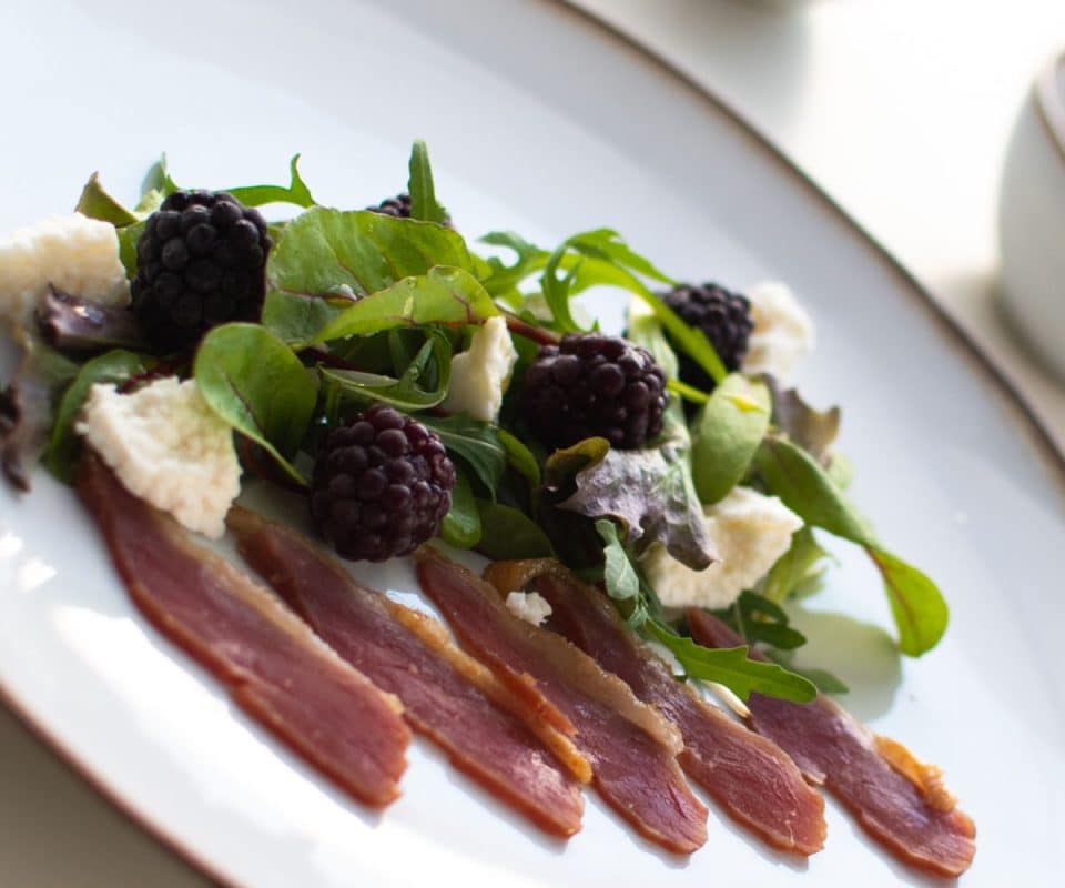 Smoked Duck Breast Salad with Blackberry