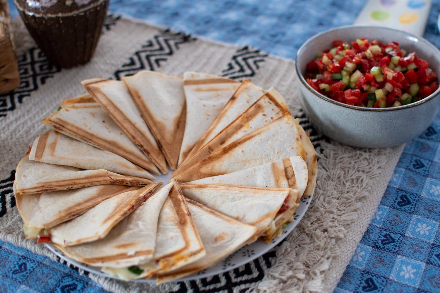 Spicy Sausage Quesadilla with Fresh Tomato Salsa (Sandwich Maker)