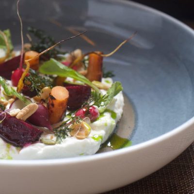 Stracciatella Salad w/ Vegetables Roots and Nuts