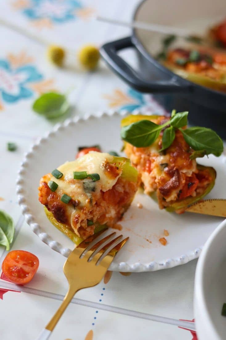 Italian Stuffed Peppers w/ Rice, Veggies and Mozzarella