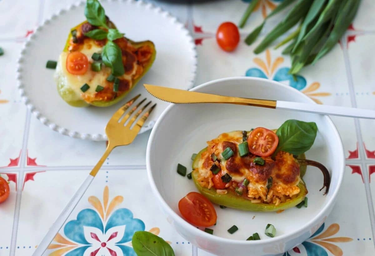 Italian Stuffed Peppers w/ Rice, Veggies and Mozzarella