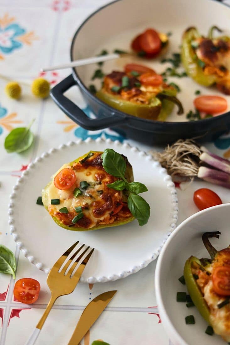 Italian Stuffed Peppers w/ Rice, Veggies and Mozzarella