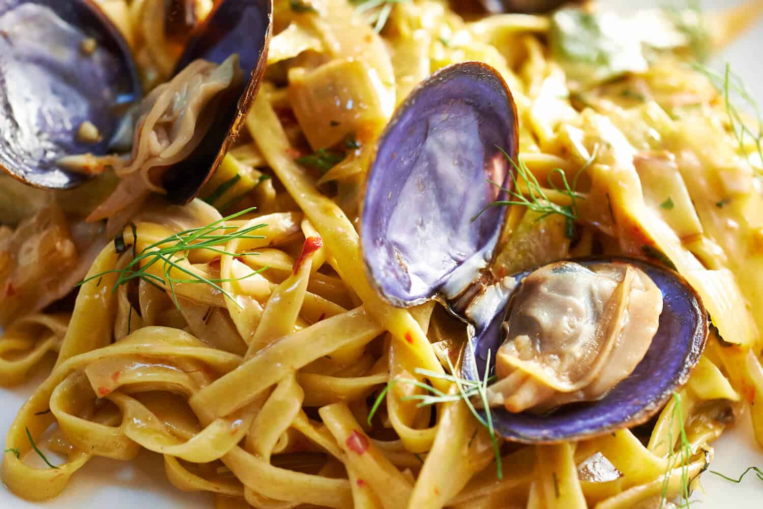 Linguine with Manila Clams & Leeks