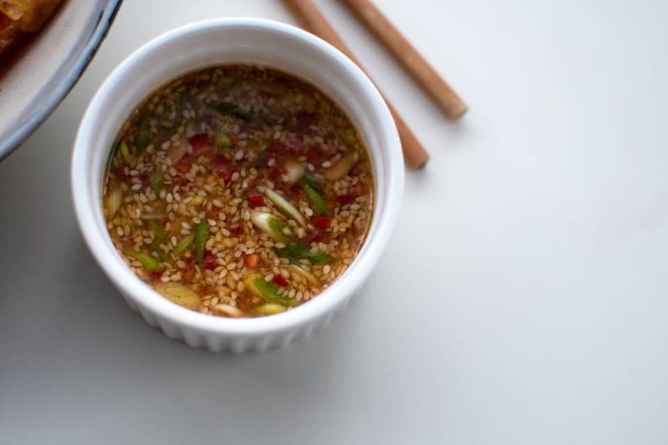 Vegetable tempura with crispy chilly soy sauce