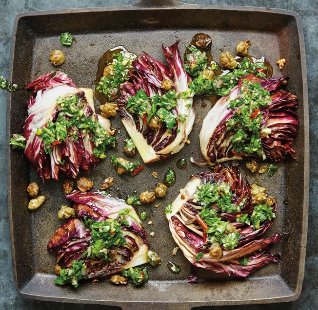 Pan-Grilled Radicchio with Olive-Caper Salsa