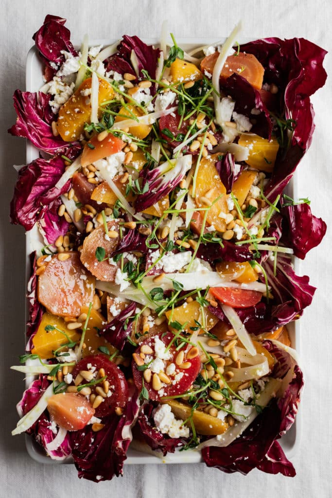 Beet, Fennel, & Radicchio Salad with Feta & Pine Nuts