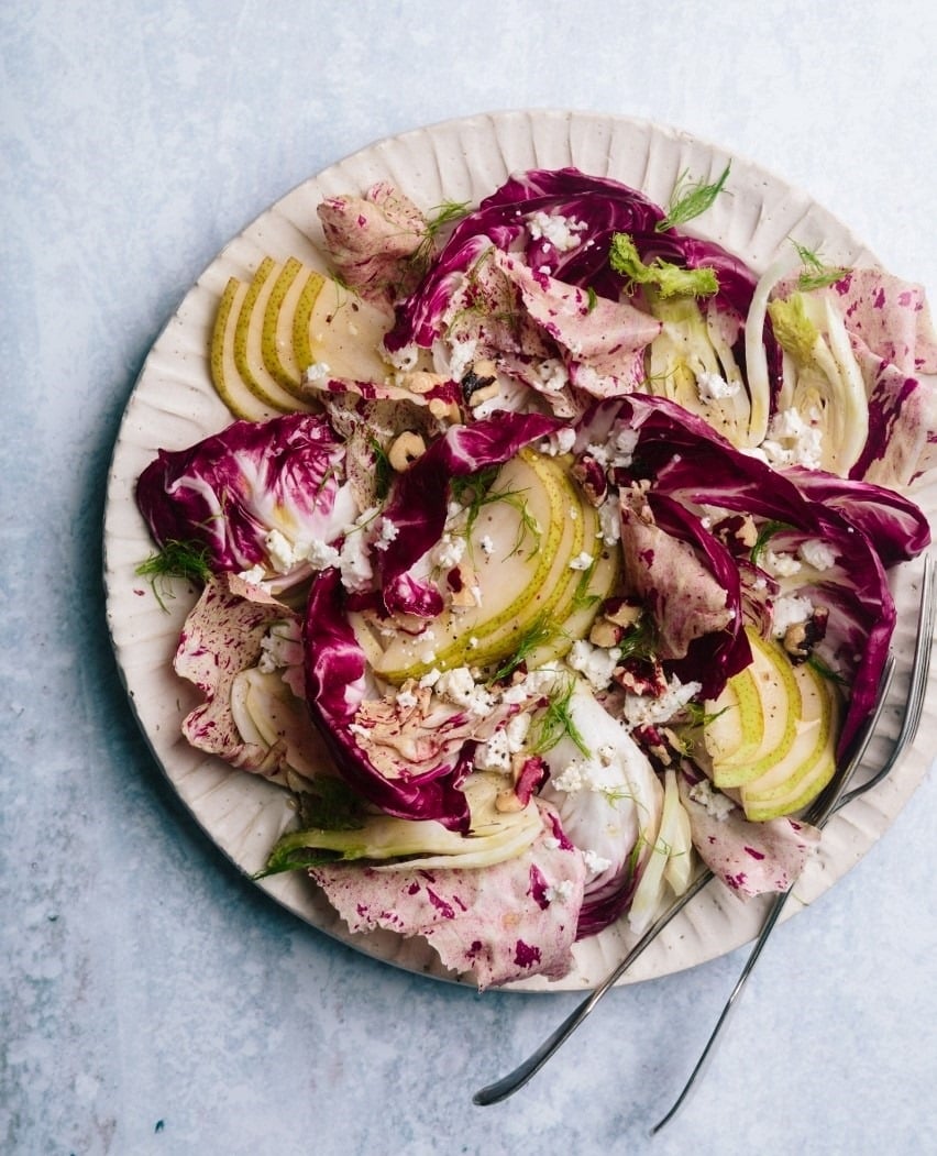 Pear Radicchio Fennel Walnut Goat Cheese Salad