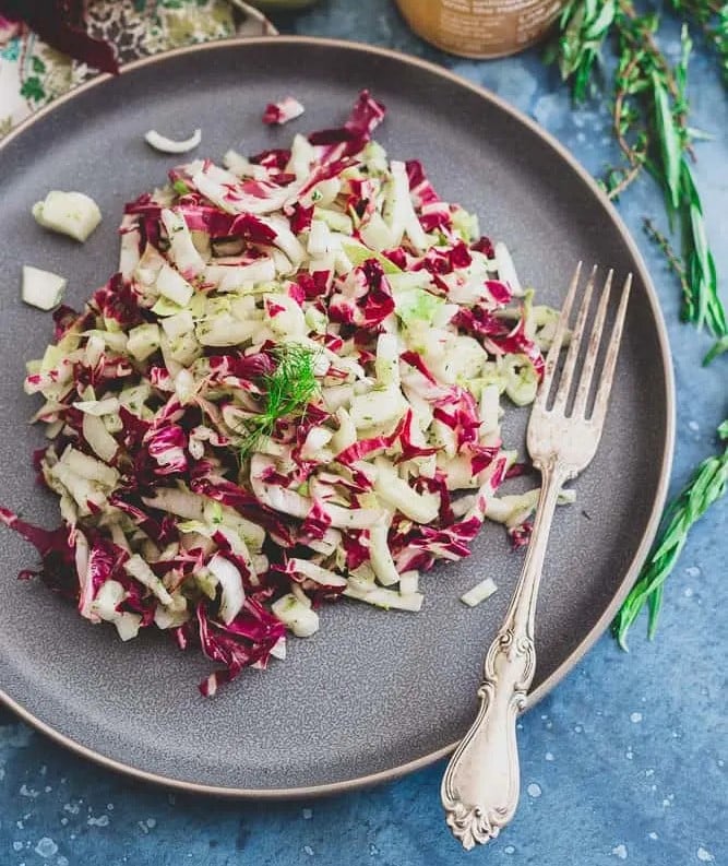 Radicchio Endive Fennel Salad with Tangy Dijon Herb Dressing