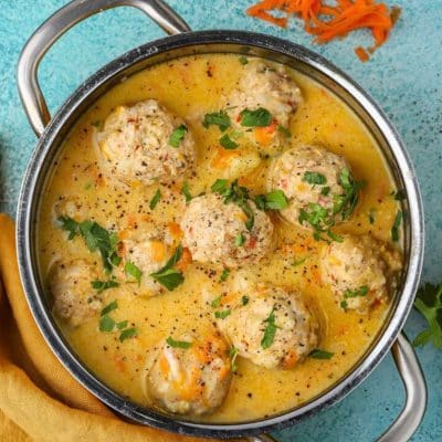 Greek Turkey Meatball Soup - Youvarlakia