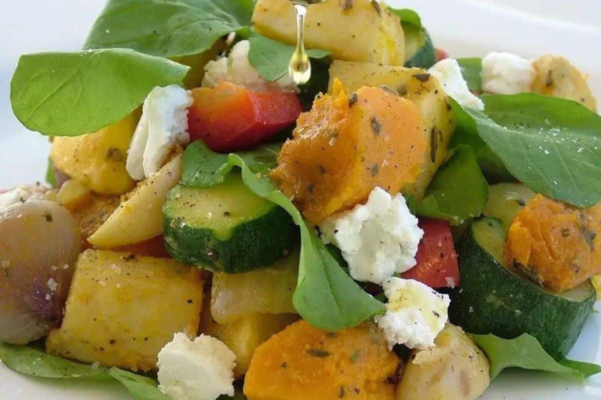 Warm Roast Veggie Salad with Cheese